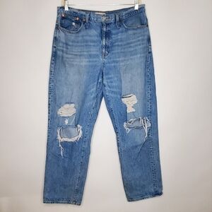 Madewell Dad Jean Jeans Size 30 Distressed Cotton Denim Slouchy Grunge Fall